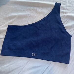 SET Active Deep Blue One Shoulder Sports Bra Size L